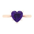 thumbnail image 1 of 2 ctw Solitaire Anniversary Ring for Women | Heart Cut Natural Amethyst | Hyperallergenic Solid 18K Rose Gold, 1 of 5