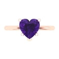 thumbnail image 1 of 2 ct Heart Cut Natural Amethyst Solitaire Engagement Ring for Women in 18K Rose Gold, 1 of 5