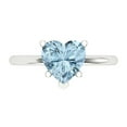 thumbnail image 1 of Clara Pucci 14K White Gold Solid Gold Aquamarine Solitaire Anniversary Ring for Women - 2 cttw Heart Cut, 1 of 8