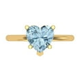 thumbnail image 1 of 2 ct Heart Cut Natural Aquamarine Solitaire 18K Yellow Gold Womens Engagement Ring, 1 of 5