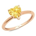 thumbnail image 1 of 2 ct Heart Cut Natural Citrine Solitaire 18K Rose Gold Womens Engagement Ring, 1 of 6
