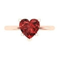 thumbnail image 1 of 2 ctw Solitaire Anniversary Ring for Women | Heart Cut Natural Garnet | Hyperallergenic Solid 18K Rose Gold, 1 of 5