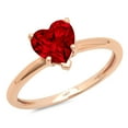 thumbnail image 1 of 2 ct Heart Cut Natural Garnet Solitaire 18K Rose Gold Womens Engagement Ring, 1 of 4