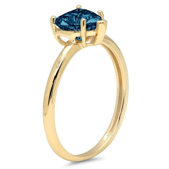 2 ct Heart Cut Natural London Blue Topaz Solitaire Engagement Ring for Women in 18K Yellow Gold