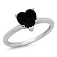 thumbnail image 1 of 2 ct Heart Cut Natural Onyx Solitaire 18K White Gold Womens Engagement Ring, 1 of 6