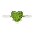 thumbnail image 1 of 2 ct Heart Cut Natural Peridot Solitaire Engagement Ring for Women in 18K White Gold, 1 of 5