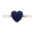 thumbnail image 1 of 2 ct Heart Cut Simulated Blue Sapphire Solitaire 18K White Gold Womens Engagement Ring, 1 of 5