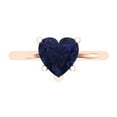 thumbnail image 1 of 2 ct Heart Cut Simulated Blue Sapphire Solitaire Engagement Ring for Women in 18K Rose Gold, 1 of 5