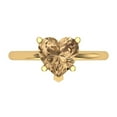 thumbnail image 1 of 2 ctw Solitaire Anniversary Ring for Women | Heart Cut Simulated Champagne Diamond | Hyperallergenic Solid 18K Yellow Gold, 1 of 5