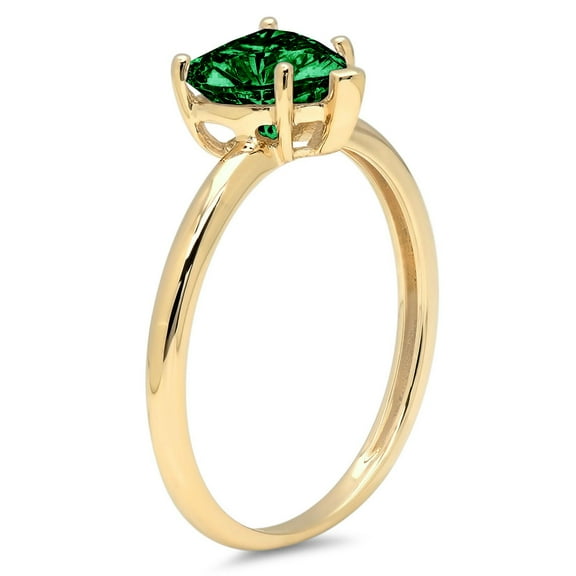 2 ct Heart Cut Simulated Emerald Solitaire Engagement Ring for Women in 18K Yellow Gold