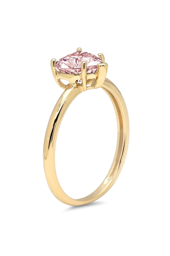 2 ct Heart Cut Simulated Pink Diamond Solitaire Engagement Ring for Women in 18K Yellow Gold