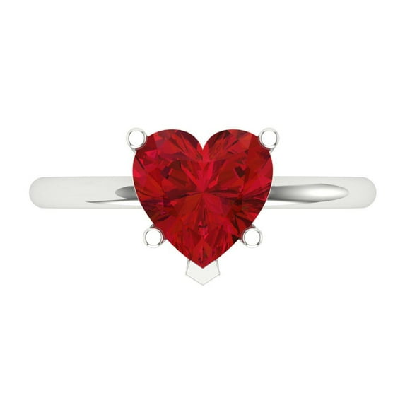 Clara Pucci 14K White Gold Solid Gold Tourmaline Solitaire Anniversary Ring for Women - 2 cttw Heart Cut