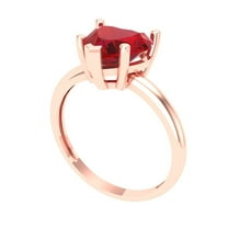 2 ct Heart Cut Simulated Pink Tourmaline Solitaire Engagement Ring for Women in 14K Rose Gold