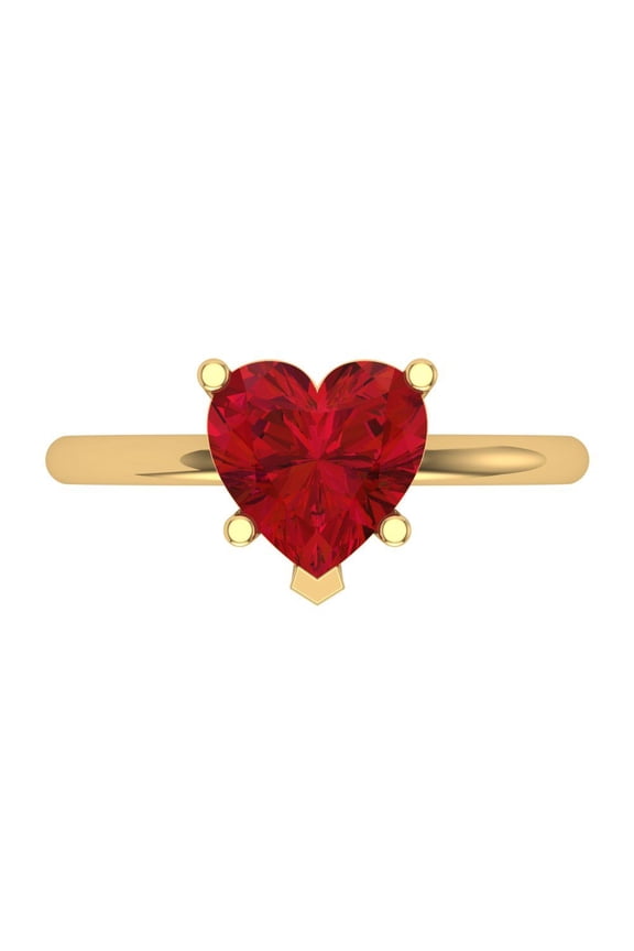 2 ct Heart Cut Simulated Pink Tourmaline Solitaire Engagement Ring for Women in 14K Yellow Gold