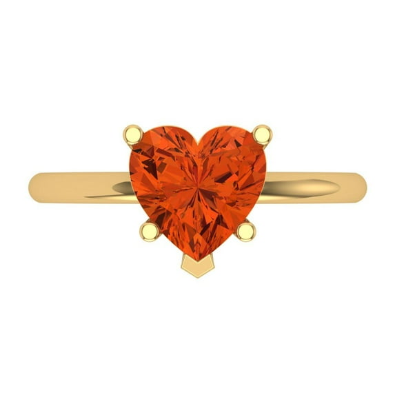 Clara Pucci 14K Yellow Gold Solid Gold Red Solitaire Anniversary Ring for Women - 2 cttw Heart Cut
