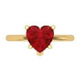 thumbnail image 1 of 2 ctw Solitaire Anniversary Ring for Women | Heart Cut Simulated Ruby | Hyperallergenic Solid 18K Yellow Gold, 1 of 5