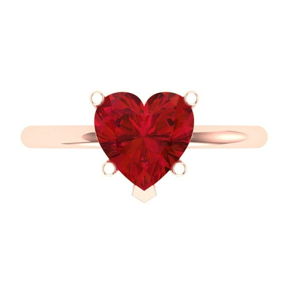 Clara Pucci 14K Rose Gold 2ct Ruby Solitaire Ring for Women