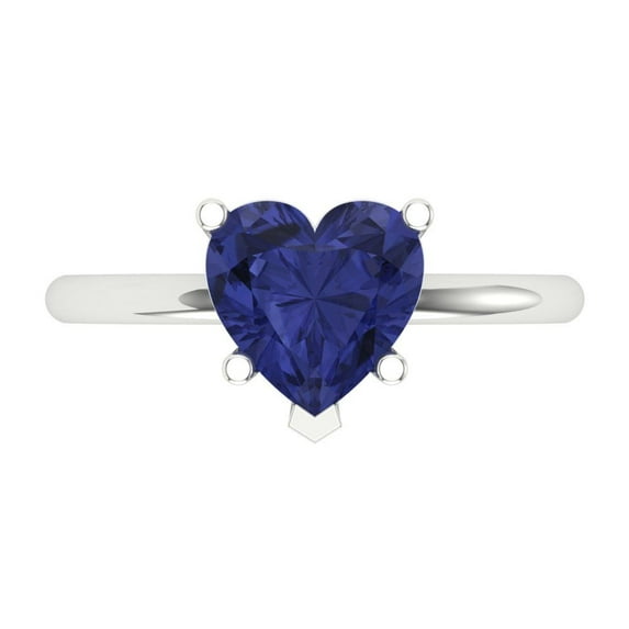 Clara Pucci 14K White Gold 2ct Tanzanite Solitaire Ring for Women