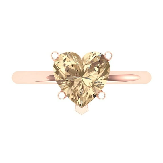 2 ct Heart Cut Yellow Moissanite Solitaire 18K Rose Gold Womens Engagement Ring