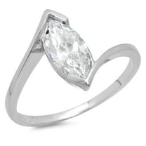 2 ct Marquise Cut Genuine Cultured Diamond SI1-SI2 J-K 18K White Gold Solitaire Promise Wedding Statement Engagement Designer Ring size 3.5