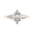 thumbnail image 1 of 2 ctw 3 Stone Anniversary Ring for Women | Marquise Cut Moissanite | Hyperallergenic Solid 14K Rose Gold, 1 of 5
