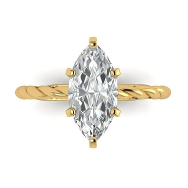 2 ct Marquise Cut Moissanite Solitaire Engagement Ring for Women in 14K Yellow Gold