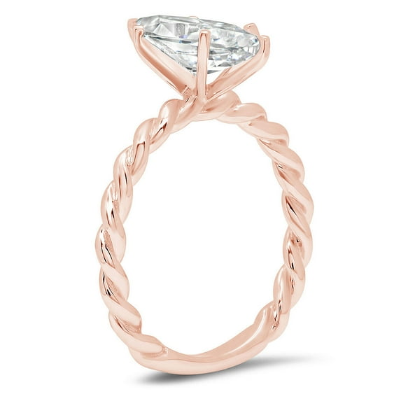 2 ct Marquise Cut Moissanite Solitaire Engagement Ring for Women in 18K Rose Gold