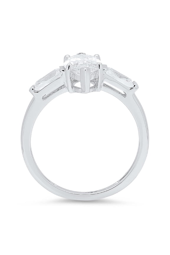 2 ct Marquise Cut Moissanite Three-Stone Engagement Ring for Women in 14K White Gold