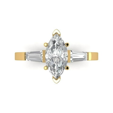 2 ct Marquise Cut Moissanite Three-Stone Engagement Ring for Women in 14K Yellow Gold