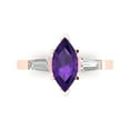 thumbnail image 1 of 2 ctw 3 Stone Anniversary Ring for Women | Marquise Cut Natural Amethyst | Hyperallergenic Solid 18K Rose Gold, 1 of 5