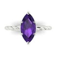 thumbnail image 1 of Clara Pucci 14K White Gold 2ct Amethyst Solitaire Ring for Women, 1 of 7