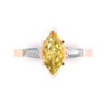 thumbnail image 1 of Clara Pucci 14K Rose Gold Solid Gold Citrine Three-Stone Anniversary Ring for Women - 2 cttw Marquise Cut, 1 of 7