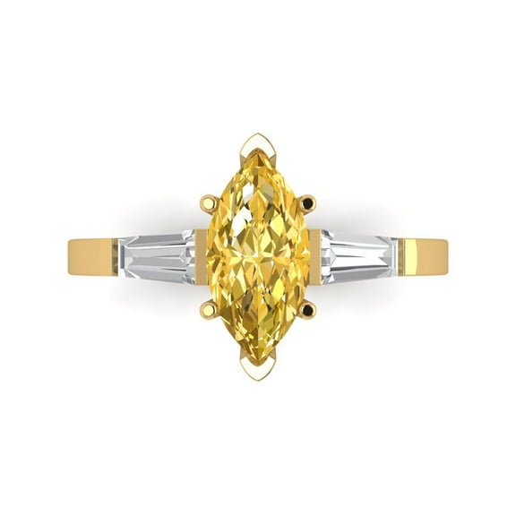 2 ct Marquise Cut Natural Citrine Three-Stone Engagement Ring for Women in 18K Yellow Gold