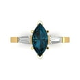 thumbnail image 1 of Clara Pucci 14K Yellow Gold Solid Gold LondonBlueTopaz Three-Stone Anniversary Ring for Women - 2 cttw Marquise Cut, 1 of 7