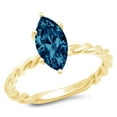 thumbnail image 1 of 2 ct Marquise Cut Natural London Blue Topaz Solitaire 14K Yellow Gold Womens Engagement Ring, 1 of 3