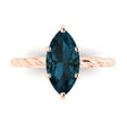 thumbnail image 1 of 2 ctw Solitaire Anniversary Ring for Women | Marquise Cut Natural London Blue Topaz | Hyperallergenic Solid 18K Rose Gold, 1 of 5