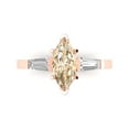 thumbnail image 1 of 2 ct Marquise Cut Natural Morganite 3 Stone 18K Rose Gold Womens Engagement Ring, 1 of 5