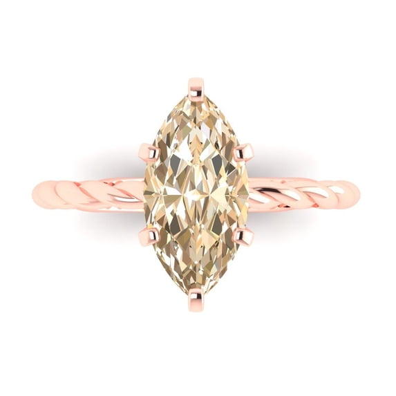 Clara Pucci 14K Rose Gold 2ct Morganite Solitaire Ring for Women