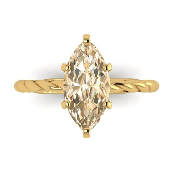 Clara Pucci 14K Yellow Gold 2ct Morganite Solitaire Ring for Women