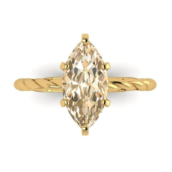 2 ct Marquise Cut Natural Morganite Solitaire Engagement Ring for Women in 18K Yellow Gold