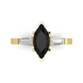 thumbnail image 1 of Clara Pucci 14K Yellow Gold 2ct Onyx Three-Stone Ring for Women, 1 of 7