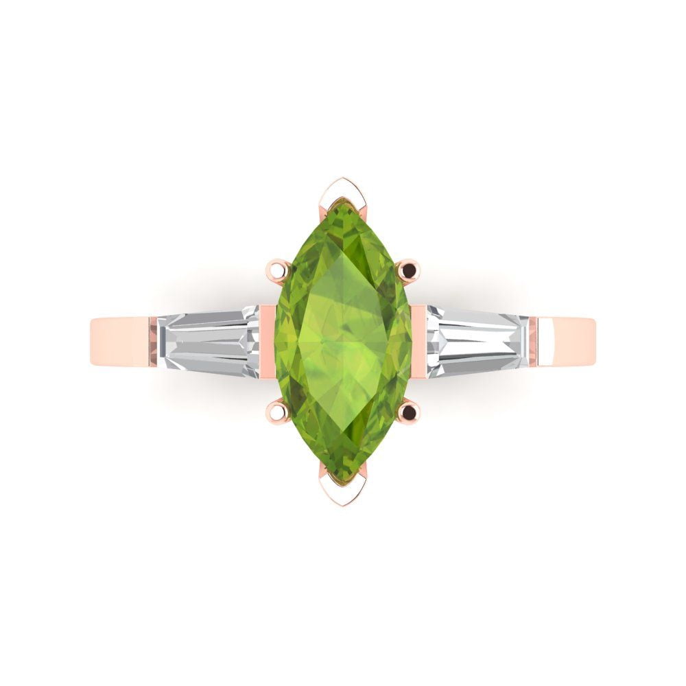 1.79ct 3-Stone Natural Peridot Ring - White Gold Plated Sterling Silver, Ribbon Weave Design, Size 6 - View #5