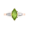 thumbnail image 1 of 2 ct Marquise Cut Natural Peridot 3 Stone 18K Rose Gold Womens Engagement Ring, 1 of 5