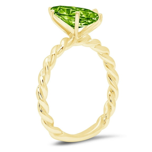 2 ct Marquise Cut Natural Peridot Solitaire Engagement Ring for Women in 18K Yellow Gold