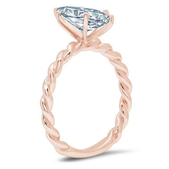 2 ct Marquise Cut Natural Sky Blue Topaz Solitaire Engagement Ring for Women in 14K Rose Gold