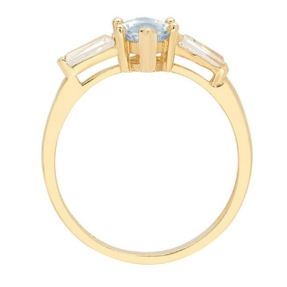 2 ct Marquise Cut Natural Sky Blue Topaz Three-Stone Engagement Ring for Women in 14K Yellow Gold