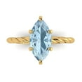 thumbnail image 1 of 2 ctw Solitaire Anniversary Ring for Women | Marquise Cut Natural Swiss Blue Topaz | Hyperallergenic Solid 18K Yellow Gold, 1 of 5
