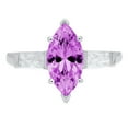 thumbnail image 1 of 2 ct Marquise Cut Simulated Alexandrite 3 Stone 14K White Gold Womens Engagement Ring, 1 of 4