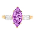 thumbnail image 1 of 2 ct Marquise Cut Simulated Alexandrite 3 Stone 18K Yellow Gold Womens Engagement Ring, 1 of 5