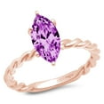 thumbnail image 1 of 2 ct Marquise Cut Simulated Alexandrite Solitaire 14K Rose Gold Womens Engagement Ring, 1 of 3